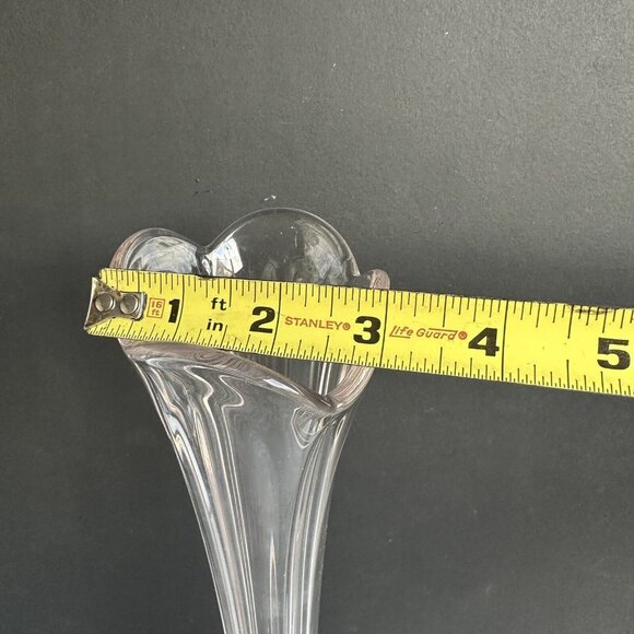 Vintage Clear Swung Glass Tulip Fluted Ribbed Vase MCM 17" Tall Stretched Vase - Picture 7 of 12